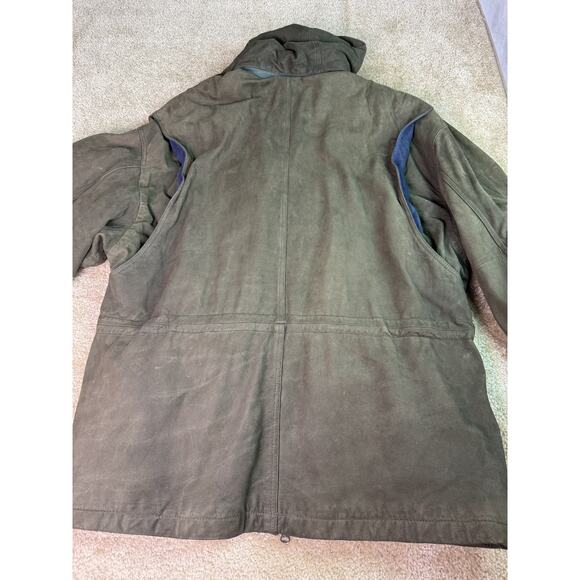 Marc New York Suede Leather Jacket Mens X-Large Long Zip Hood Up Coat Lining Vtg - Picture 13 of 16